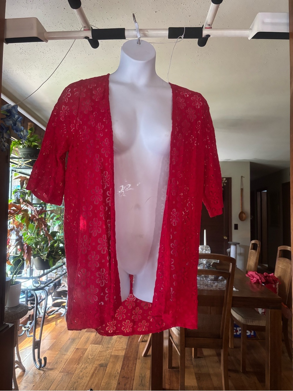 Y2K Ultra Teeze Women’s Red Lace Kimono Cover-Up Size M